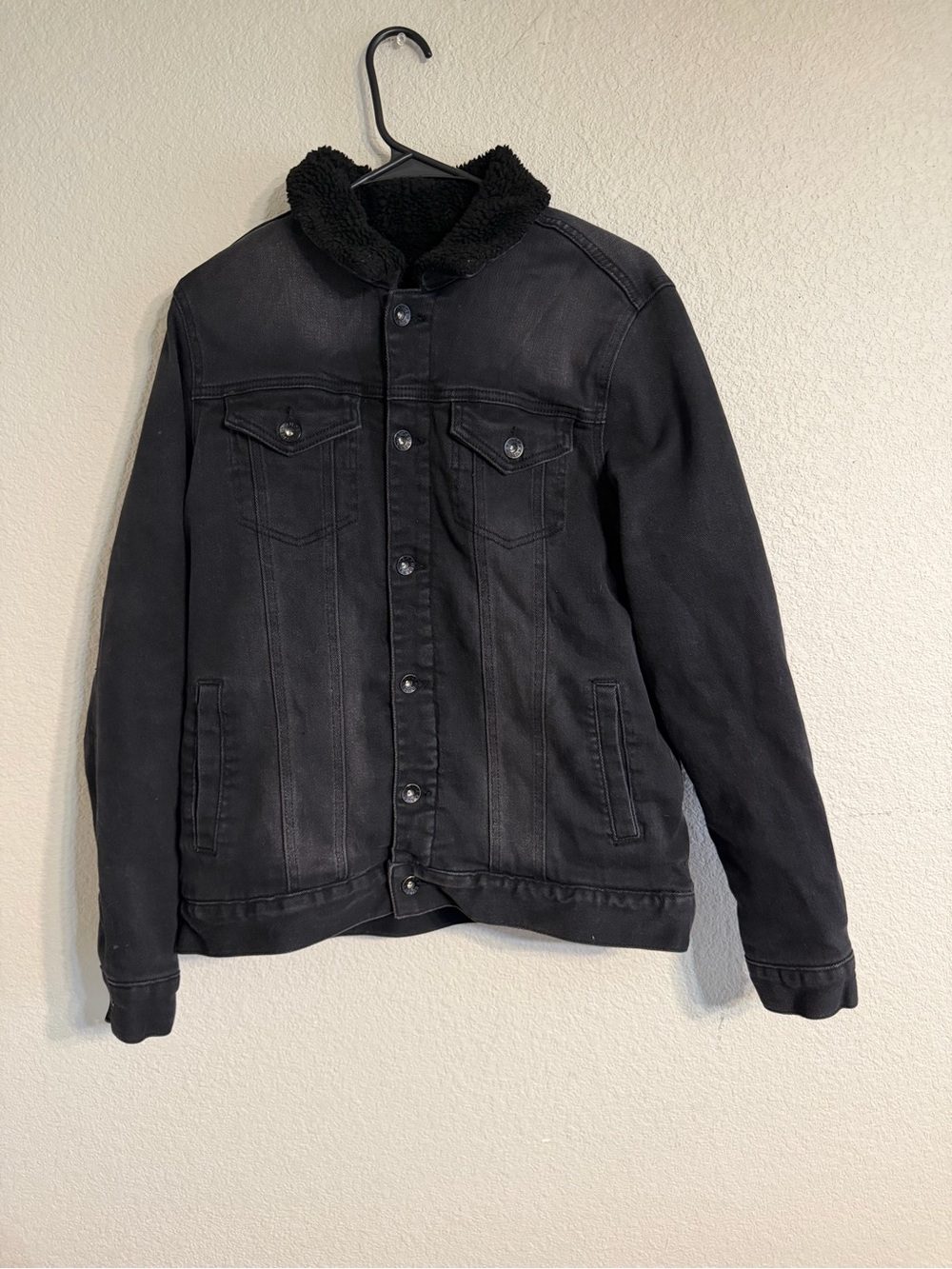 RUDE Black Sherpa-Lined Shirt Jacket